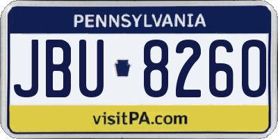 PA license plate JBU8260