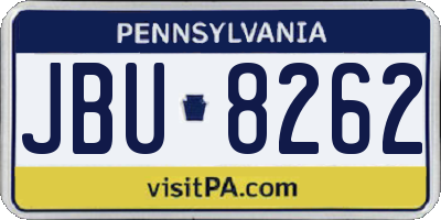 PA license plate JBU8262