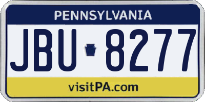 PA license plate JBU8277