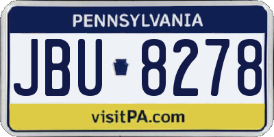 PA license plate JBU8278