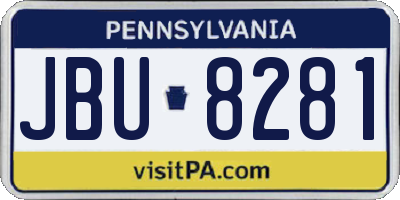 PA license plate JBU8281