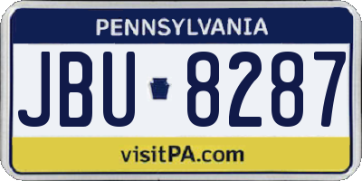 PA license plate JBU8287