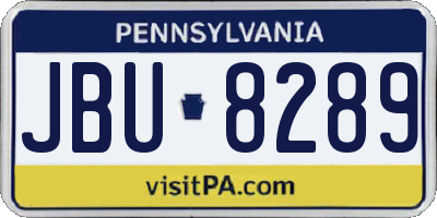 PA license plate JBU8289