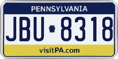 PA license plate JBU8318