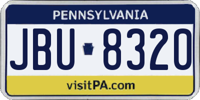PA license plate JBU8320