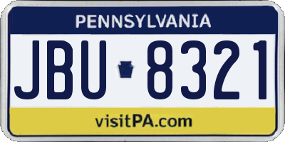PA license plate JBU8321