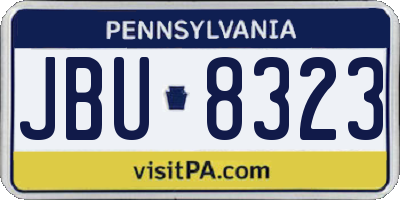 PA license plate JBU8323