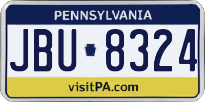 PA license plate JBU8324
