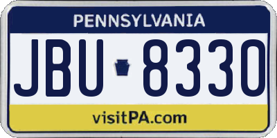 PA license plate JBU8330