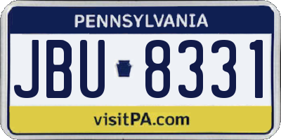 PA license plate JBU8331