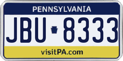 PA license plate JBU8333