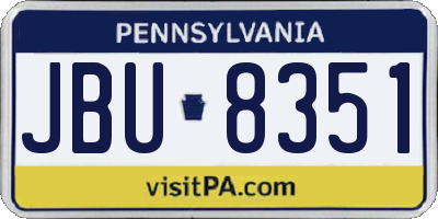 PA license plate JBU8351