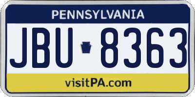 PA license plate JBU8363