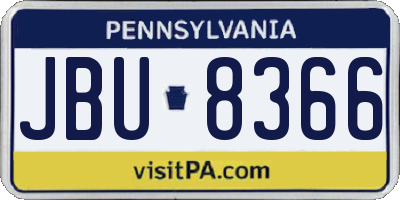 PA license plate JBU8366