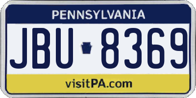 PA license plate JBU8369