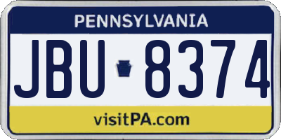 PA license plate JBU8374