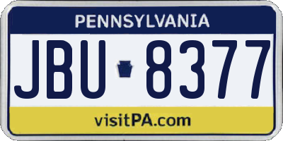 PA license plate JBU8377