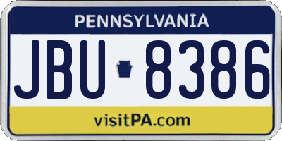 PA license plate JBU8386
