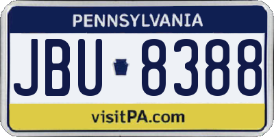 PA license plate JBU8388