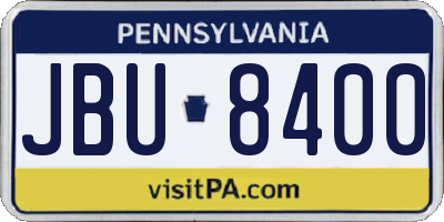 PA license plate JBU8400