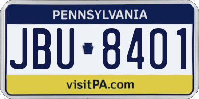 PA license plate JBU8401