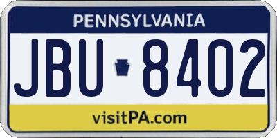 PA license plate JBU8402