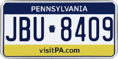 PA license plate JBU8409