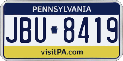 PA license plate JBU8419