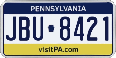 PA license plate JBU8421