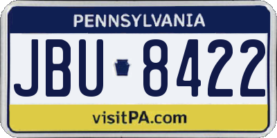 PA license plate JBU8422