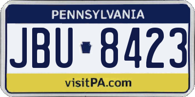 PA license plate JBU8423