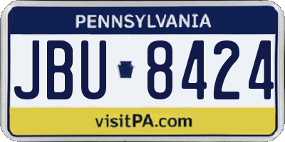 PA license plate JBU8424