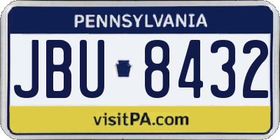 PA license plate JBU8432