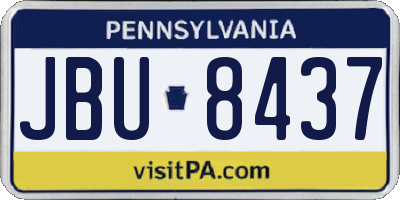 PA license plate JBU8437