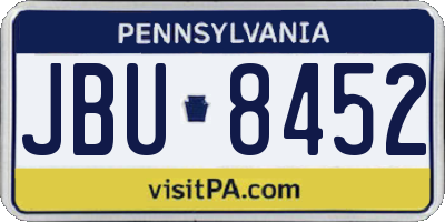 PA license plate JBU8452