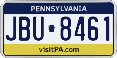 PA license plate JBU8461