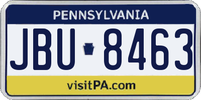 PA license plate JBU8463