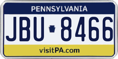 PA license plate JBU8466