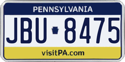 PA license plate JBU8475