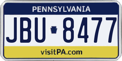 PA license plate JBU8477