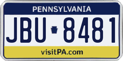 PA license plate JBU8481