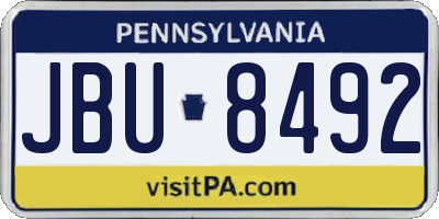 PA license plate JBU8492