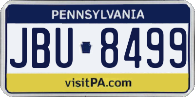 PA license plate JBU8499