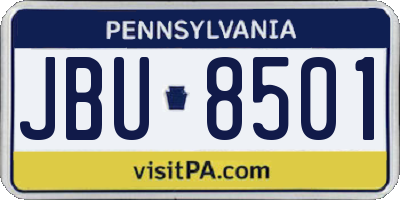 PA license plate JBU8501