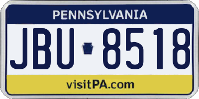 PA license plate JBU8518
