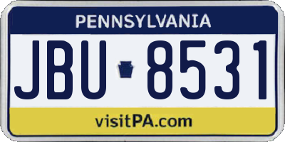 PA license plate JBU8531