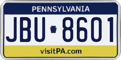 PA license plate JBU8601