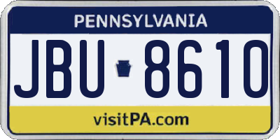 PA license plate JBU8610
