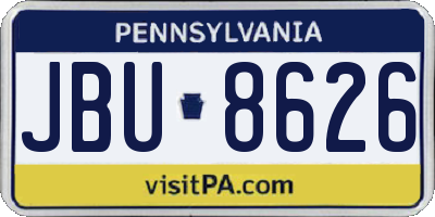 PA license plate JBU8626