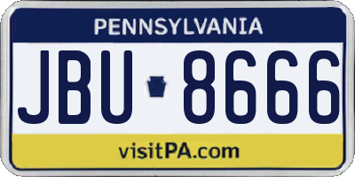 PA license plate JBU8666